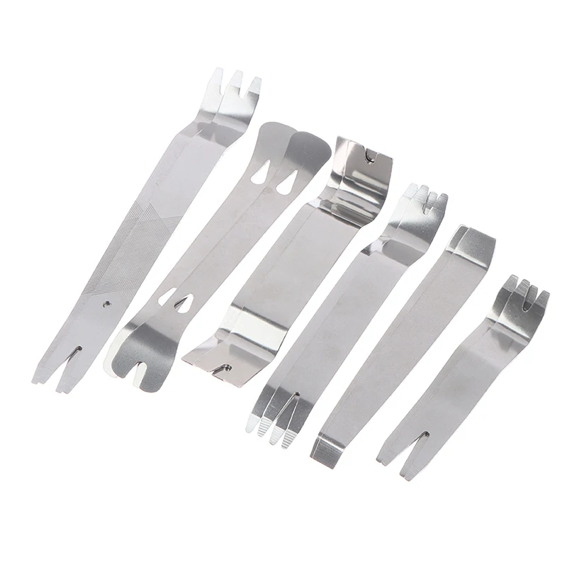 1Set Car Audio Modification Tool Metal Steel Pry 6-piece Set Interior Door Panel Soundproof Removal Stainless Steel Crowbar