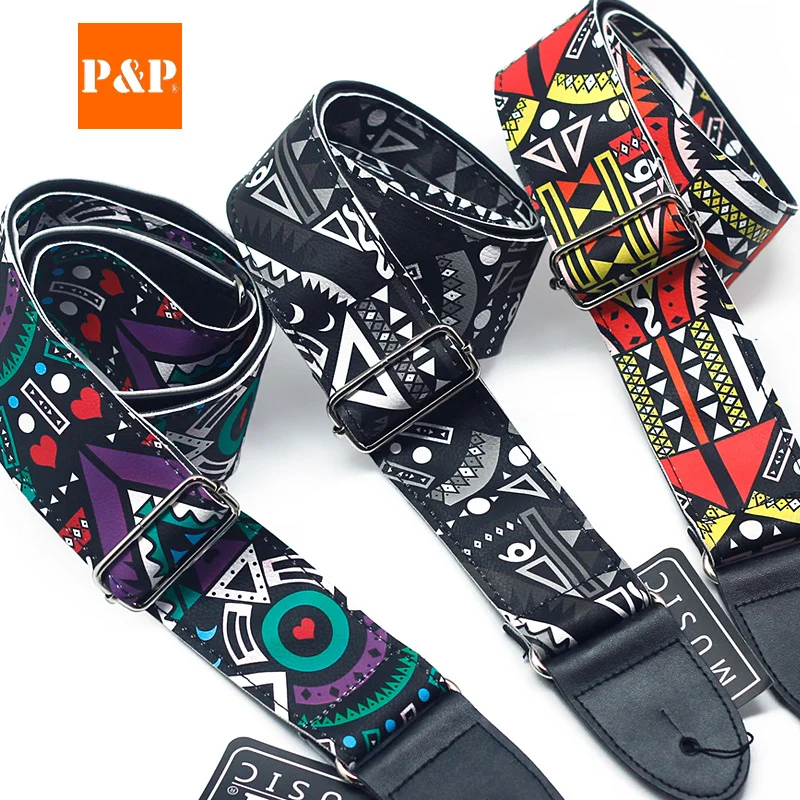 Geometric Figure PP Guitar Strap Ballad, PU Leather, Musical Instrument Accessories, High-end, Foreign Trade, New Product