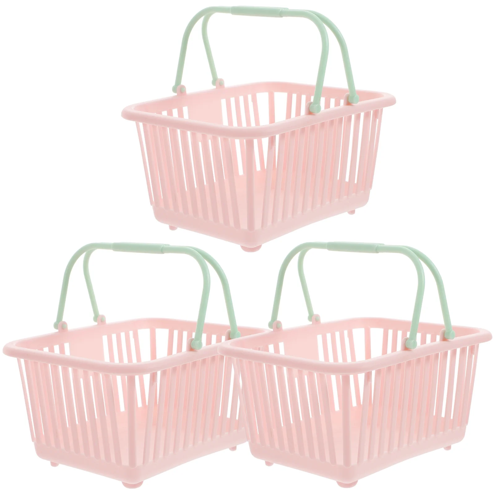 

3 Pcs Storage Basket Bins Portable Shopping Toy Laundry Baskets Grocery with Handles Small Plastic Tote for Classroom Picnic