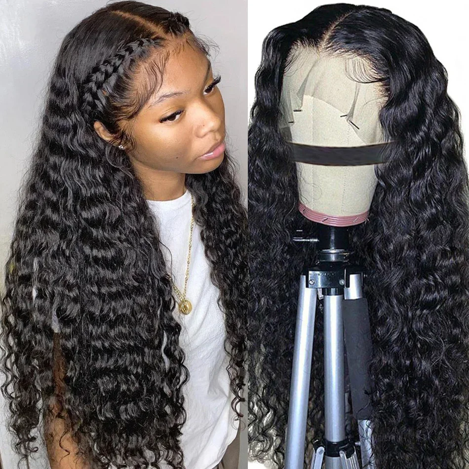 

Deep Wave Lace Front Wigs Human Hair 30 32Inch Kinky Curly 200% 13x4 13x6 Lace Frontal Wigs For Black Woman MYLOCKME Pre Plucked