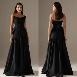 Customized Sexy Sizes Available Pleat Ruched Draped A-line Strapless Long Dresses Bespoke Occasion Dresses Classic High Quality