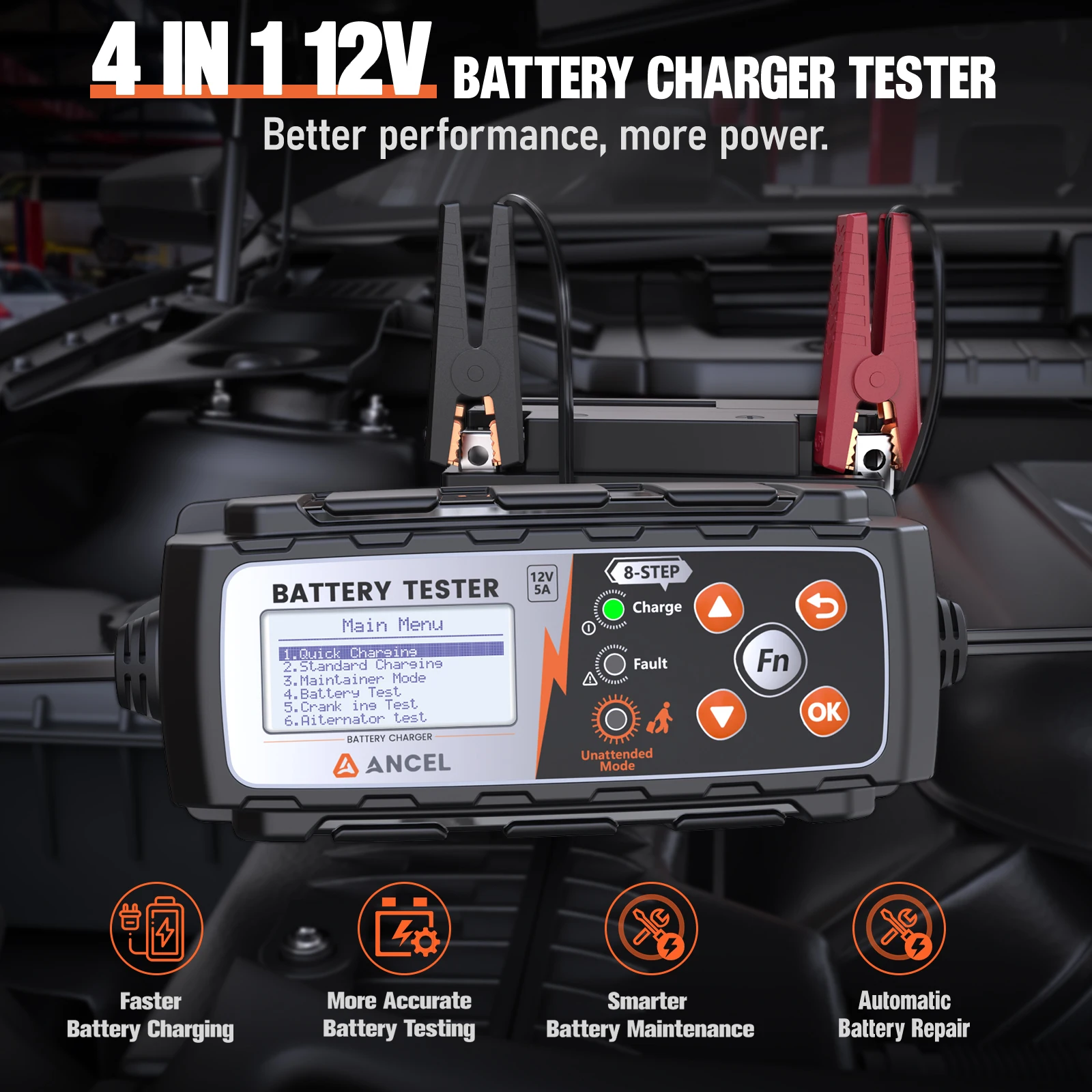 ANCEL BT521 12V 5A Car Battery Tester Charger Lead Acid Battery Battery Tester Tool Auto Repair Tools Battery Analyzer