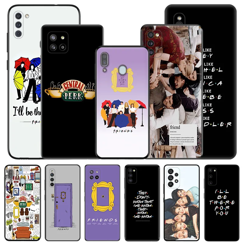 Friends Series Silicone Black Phone Cases for Samsung Galaxy A54 5G A04 A03 A34 A01 A02 A50 A70 A40 A30 A20 S A10 E Cover