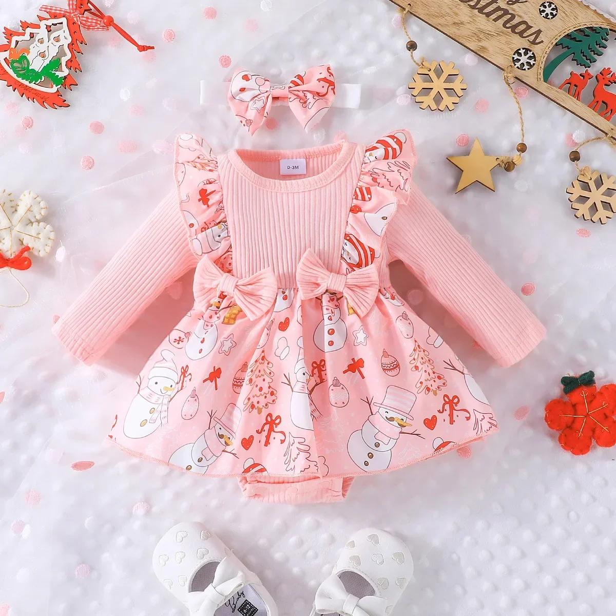 Newborn baby Christmas lace pajama dress baby girl triangle crawling clothes baby onesie