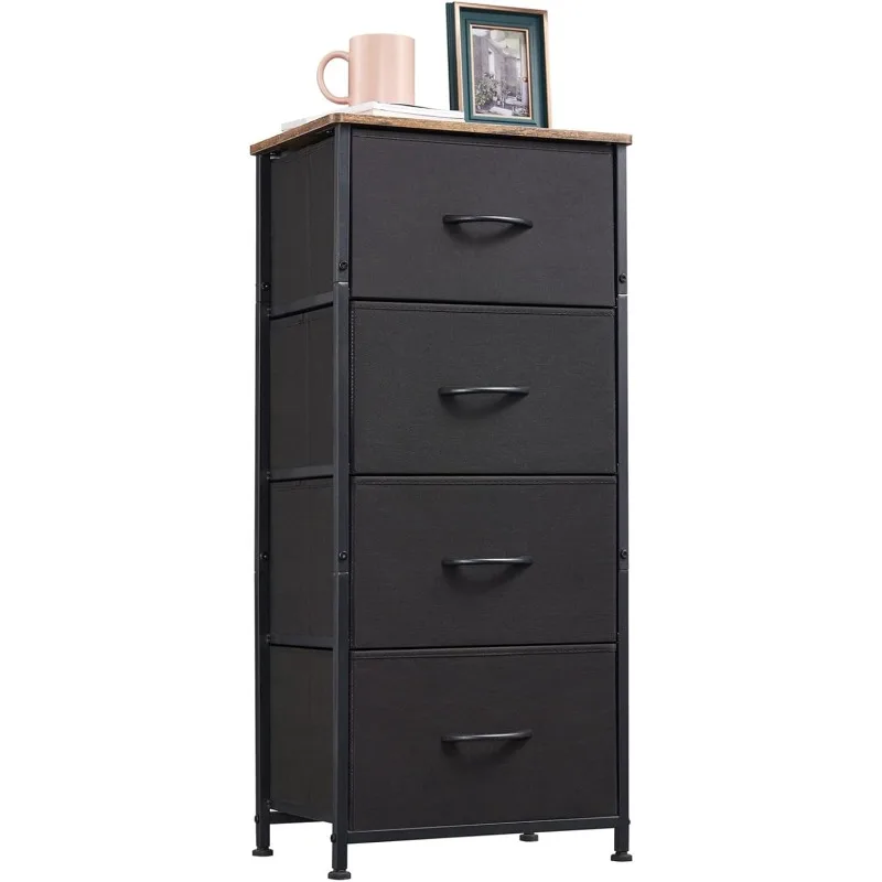 

Tall Dresser for Bedroom with 4 Drawers, Storage Chest of Drawers with Removable Fabric Bins for Closet Bedside Nursery