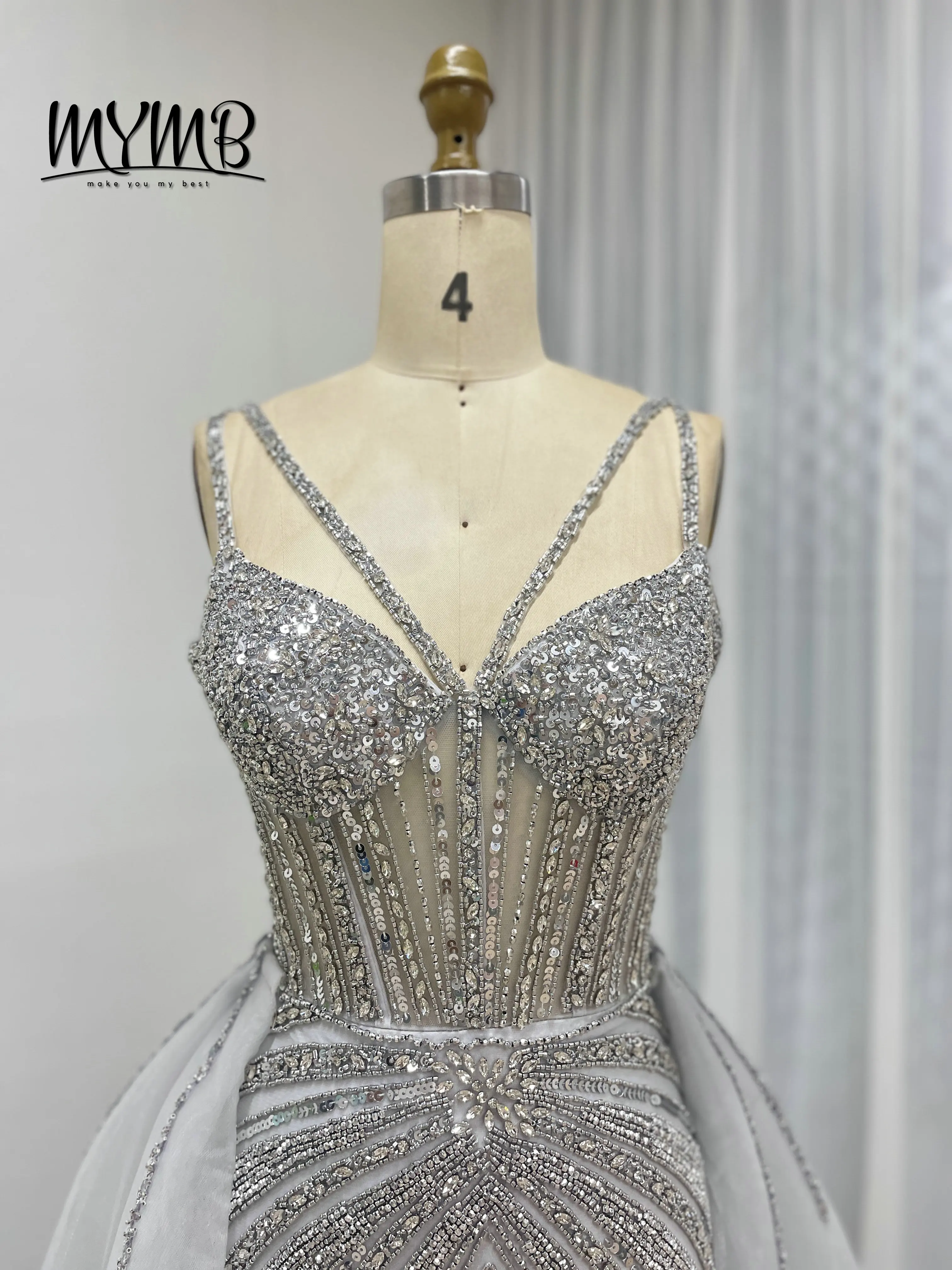 Mymb prata sexy chique sereia casamento luxo rosa frisado vestidos de noite overskirt elegante formal vestidos de festa para mulher my30161