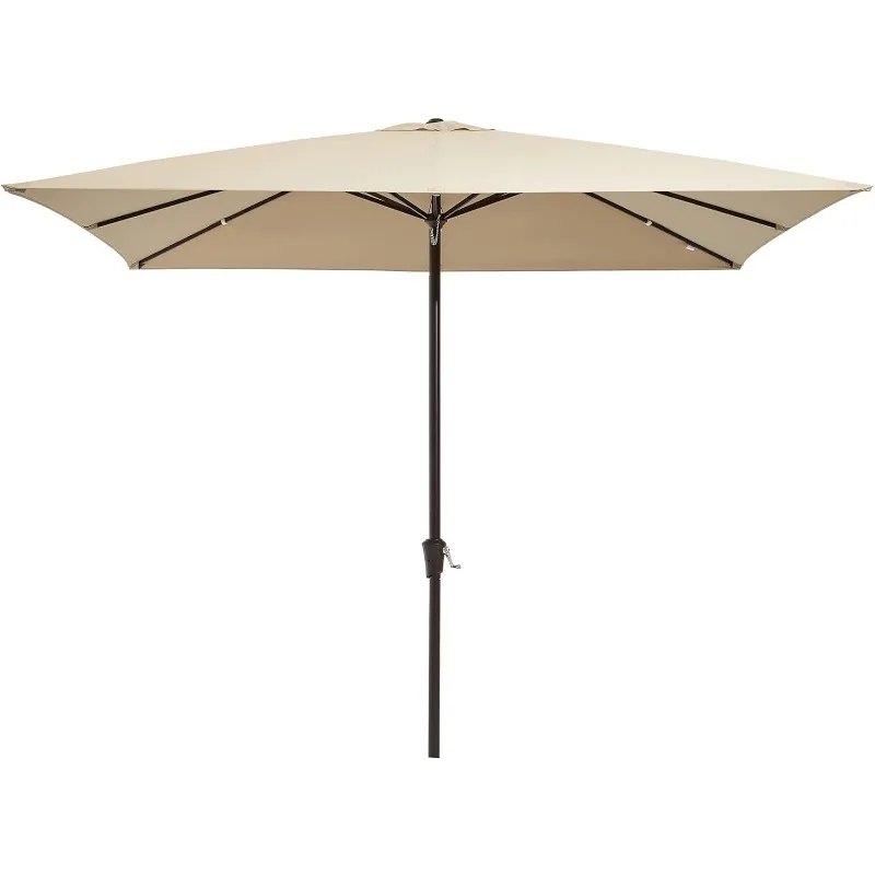 10ft Patio Paraplu Buiten Parasols Voor Terras Met Drukknop Tilt & Crank Lift Systeem, Markt Dek Zwembad Achtertuin Tuin