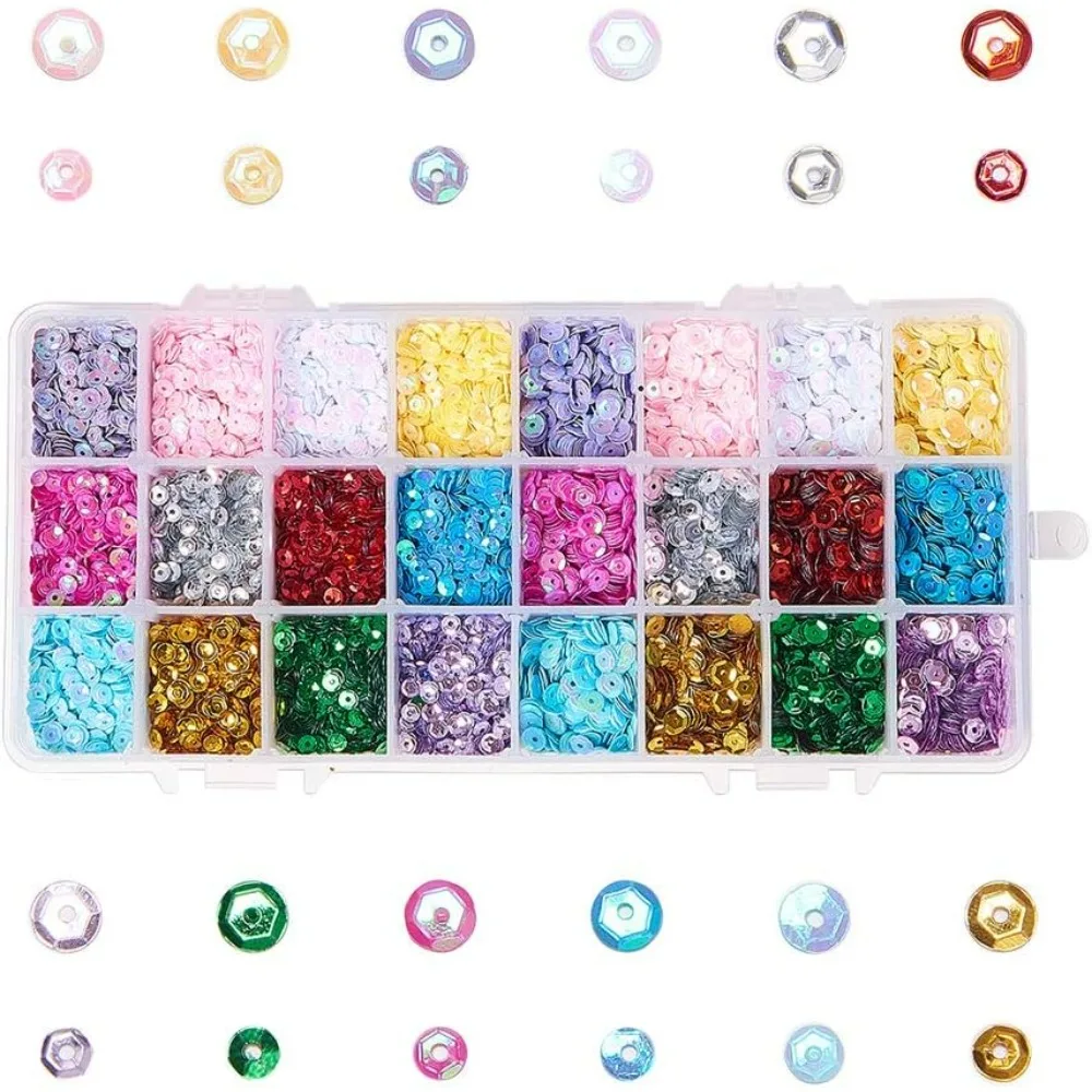 1 Box Bulk Plastic Paillette Beads with 1mm Hole, Semi-Cupped Disco Sequin Beads Loose Sequins Spangle Ornaments for DIY Arts