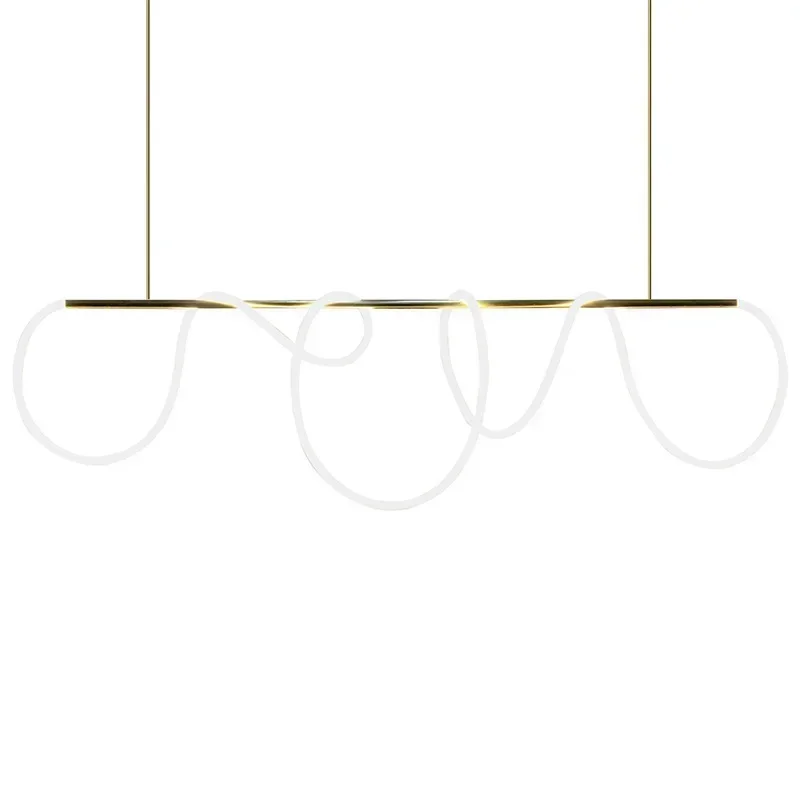 RU ما بعد الحداثة الحد الأدنى ضوء غرفة الطعام الفاخرة ضوء الاسكندنافية مكتب الجبهة صالة العرض خطوط موجة طويلة الشكل قلادة القطب