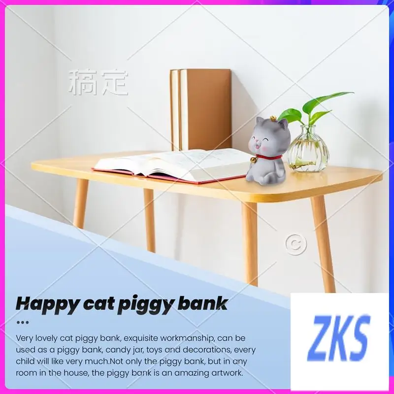 

ZZ-Cute Cat Decorative Saving Bank,Home Decoration Coin Bank Money Piggy Bank Help Form Right Money Habits