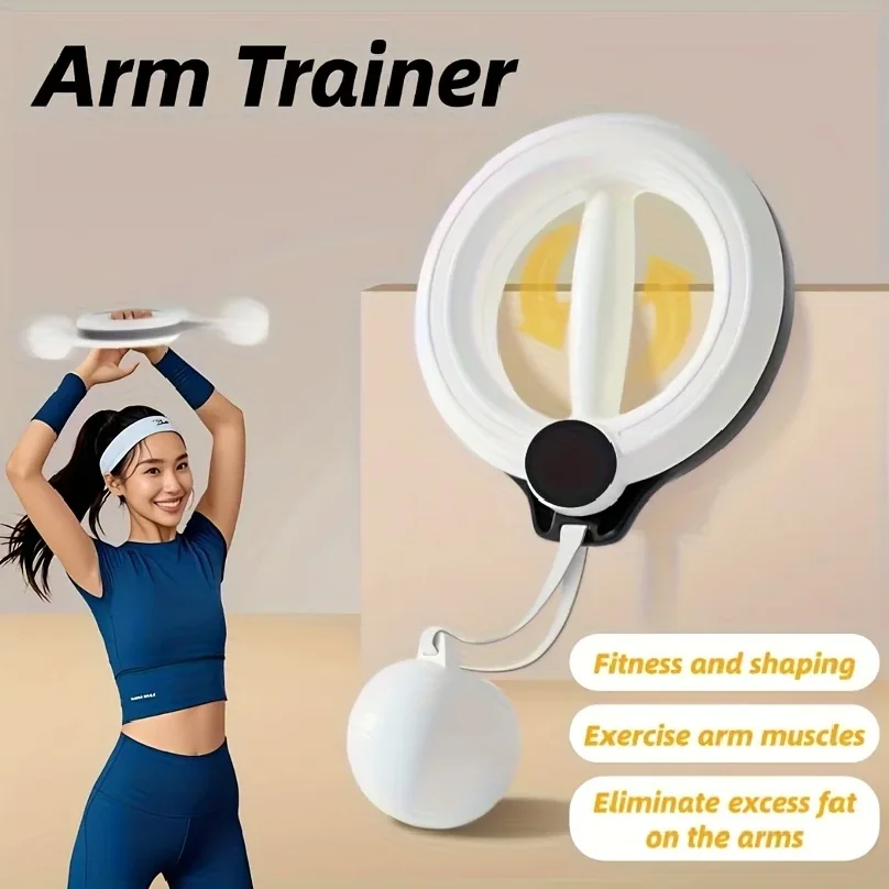 

White 360 ° Rotary Handheld Fitness Machine - Portable Arm and Full Body Workout for Home Gym, Yoga, Pilates, Reduce Fat Burning