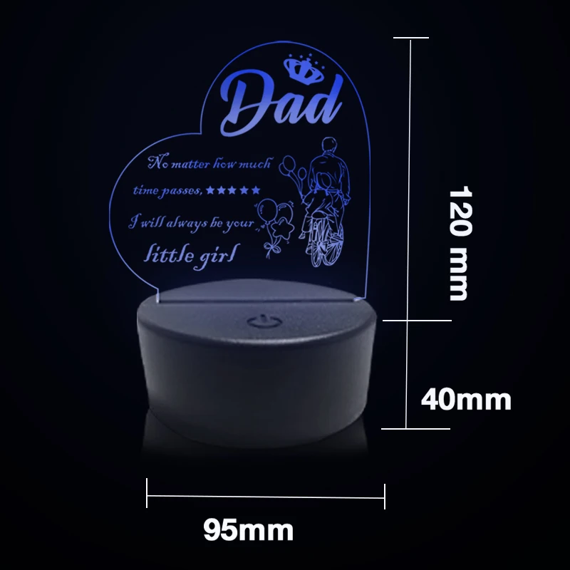 Personalized USB Low Power Lamps For Dad From Kids 3d Night Light LED Acrylic LED Night Light For Domestic Decoration