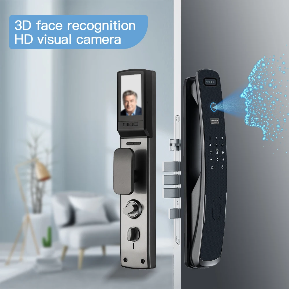 

HIMOJO Door Lock Face Recognition 3D Eletronic Zigbee Tuya Zigbee APP Biometric Fingerprint Smart Door Lock with Camera Peephole