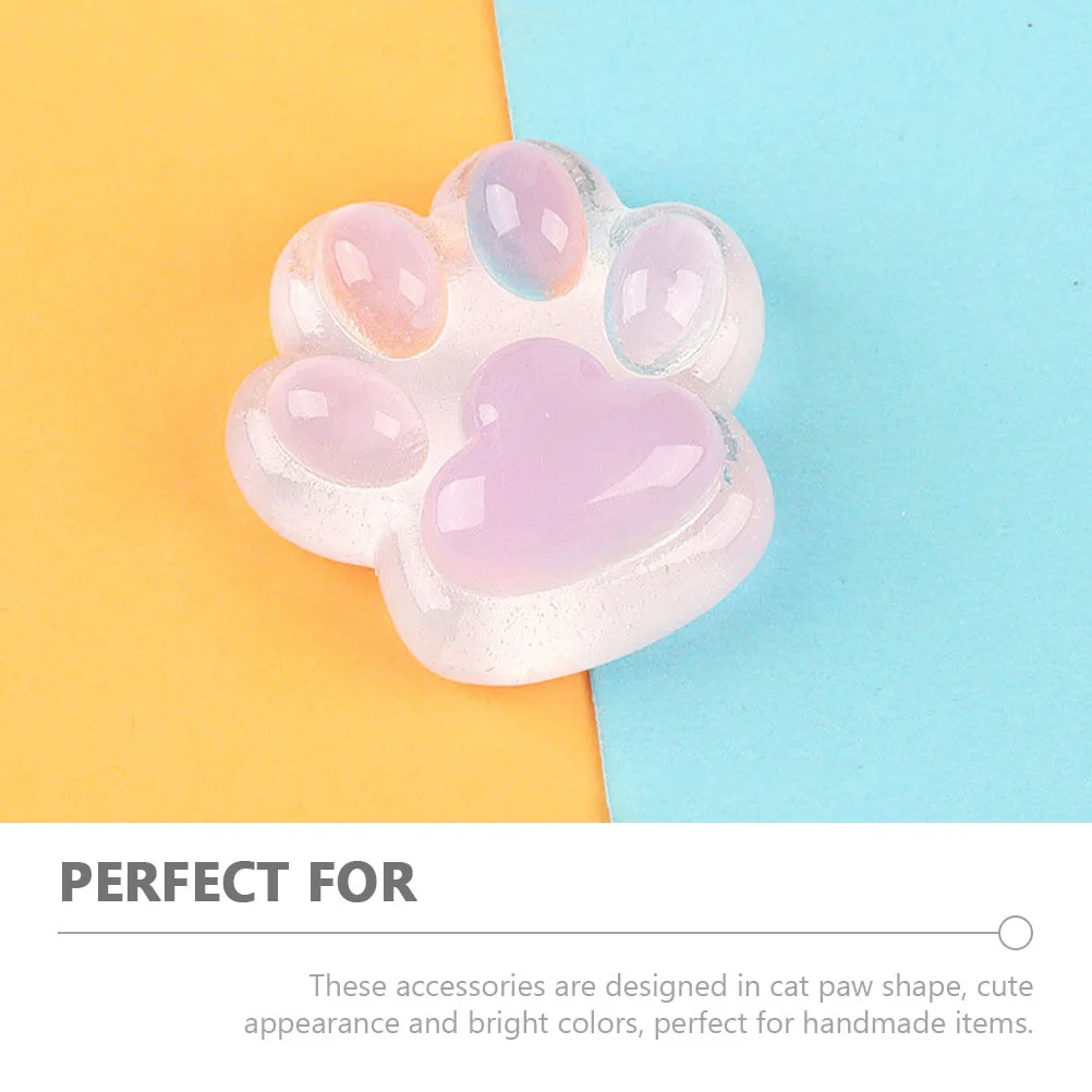 5Pcs Cat Paw Resin Luminous Charms DIY Phone Case Hairpin Flatback Craft Decoration Ornaments Resin Hairpin Charms