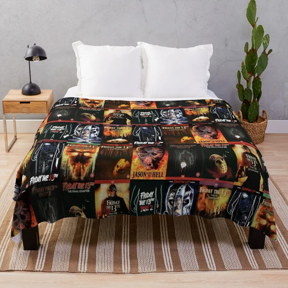 

Jason Friday the 13th Movie Covers Throw Blanket Beach Furrys Decorative Beds Blankets