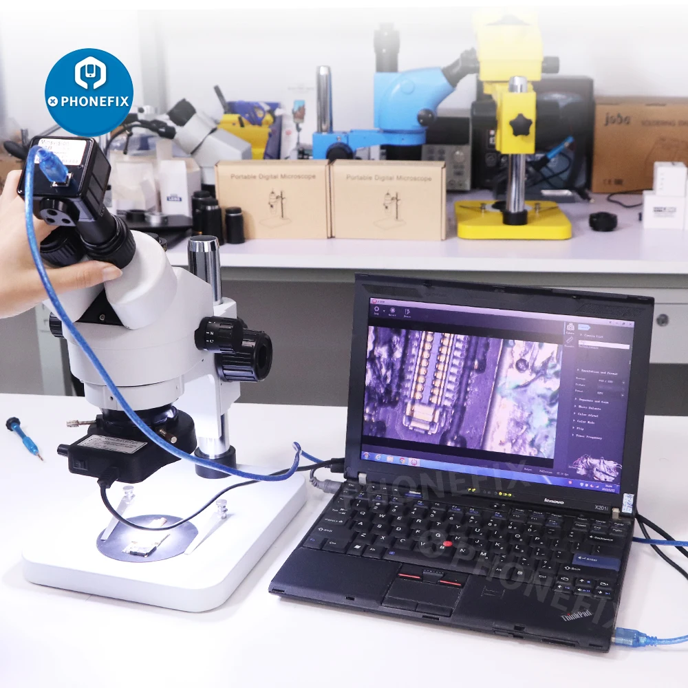 Appareil photo numérique industriel pour microscope USB, CMOS 5MP, EySim 0.5X, adaptateur C-Mount 23.2mm avec anneau 1/30/30mm pour la capture