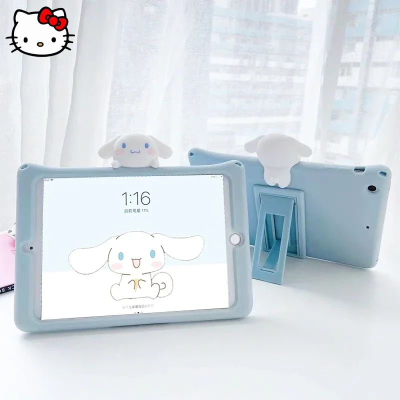 Sanrio Cinnamoroll Ipad Case Kawaii Anime Silicone Stand Accessories for Ipad Pro 2022 2021 2020 Air 4 5 6 Cartoon AntiFall Case