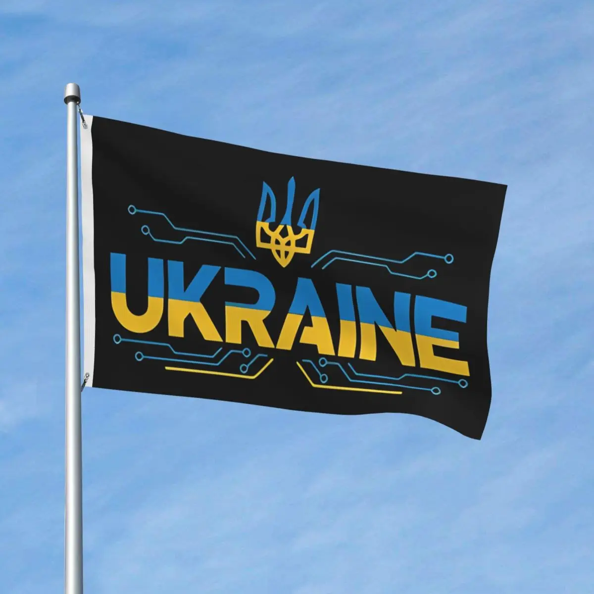 Dual Circuit Frame Ukraine Flag Text Tryzub Flag Hanging Banner For Festival Home Decoration 90X150cm Fashion Flags