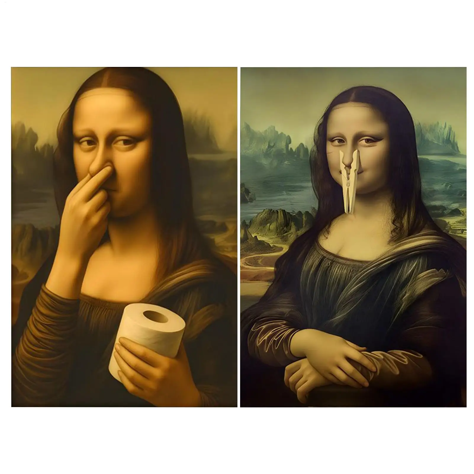 Funny Bathroom Wall Decor Humorous Pinching Nose Poster Art for Toilet Restroom Home Apartment Living Room Creative Decoration