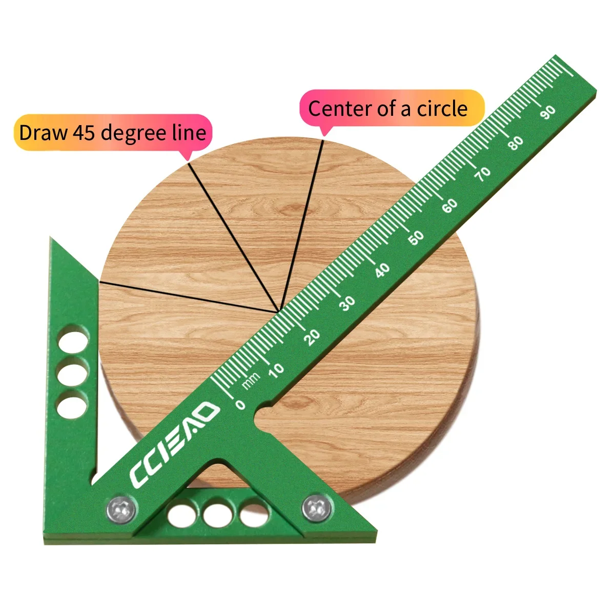 Aluminum Alloy Center Finder Line Gauge & Angle Marking Ruler, 45/90 Degrees Angle Ruler for Carpenter Marking Measurement Tool