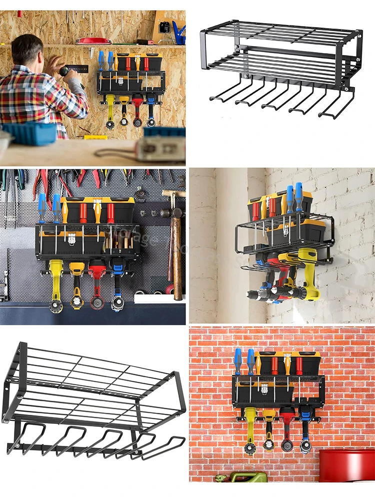 Imagem -03 - Hand Power Tool Organizer Rack Montagem na Parede Prateleira Flutuante Suporte de Broca Elétrica Resistente Armário de Ferramentas de Garagem Camadas