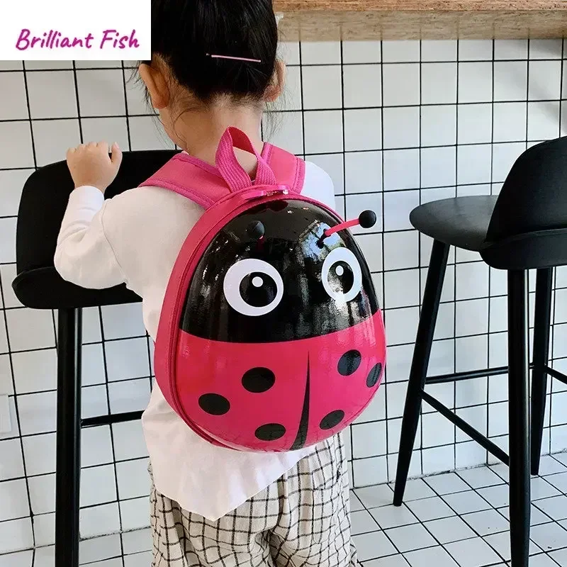 Foreign Style Ladybug Backpacks 2024 New Eggshell Children\'s Bag Pattern Kindergarten Boys and Girls Students Class Backpack