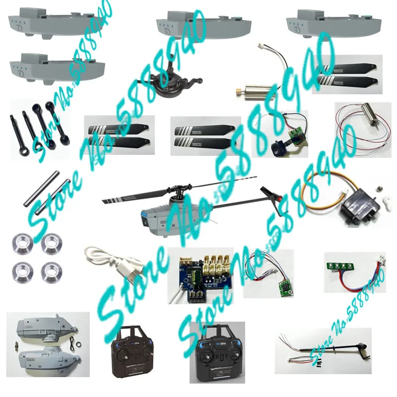 C127 4CH Altitude Hold Optical Flow RC Helicopter Drone Spare Parts 3.7V 580Mah Battery USB Controller Motor Propeller Receiver