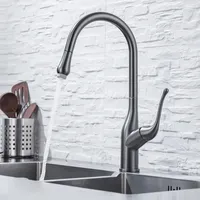 Gunmetal Pull-out Kitchen Hot And Cold Water Mixer Faucet Taps