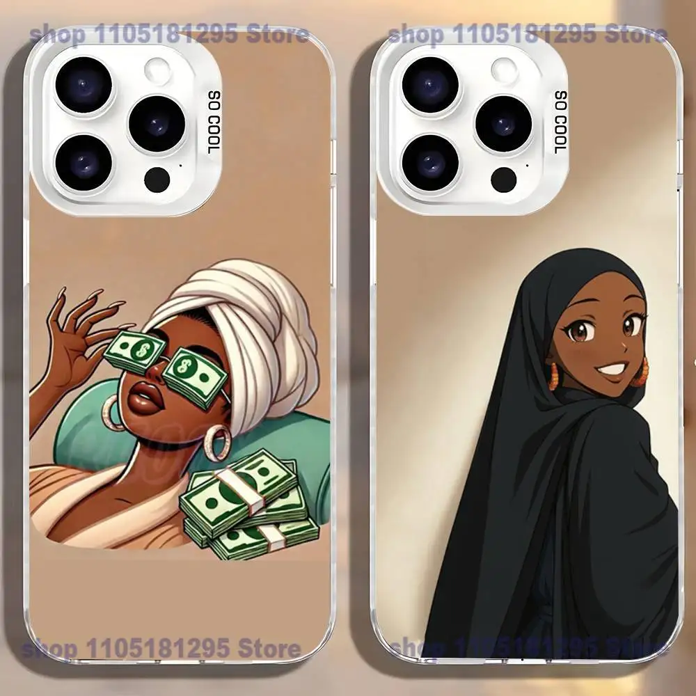 

Black Girl A-Afro Phone Case For iPhone17,16,15,14,13,12,11,Mini,Pro,SE,MAX,plus,White Matte Shockproof Cover