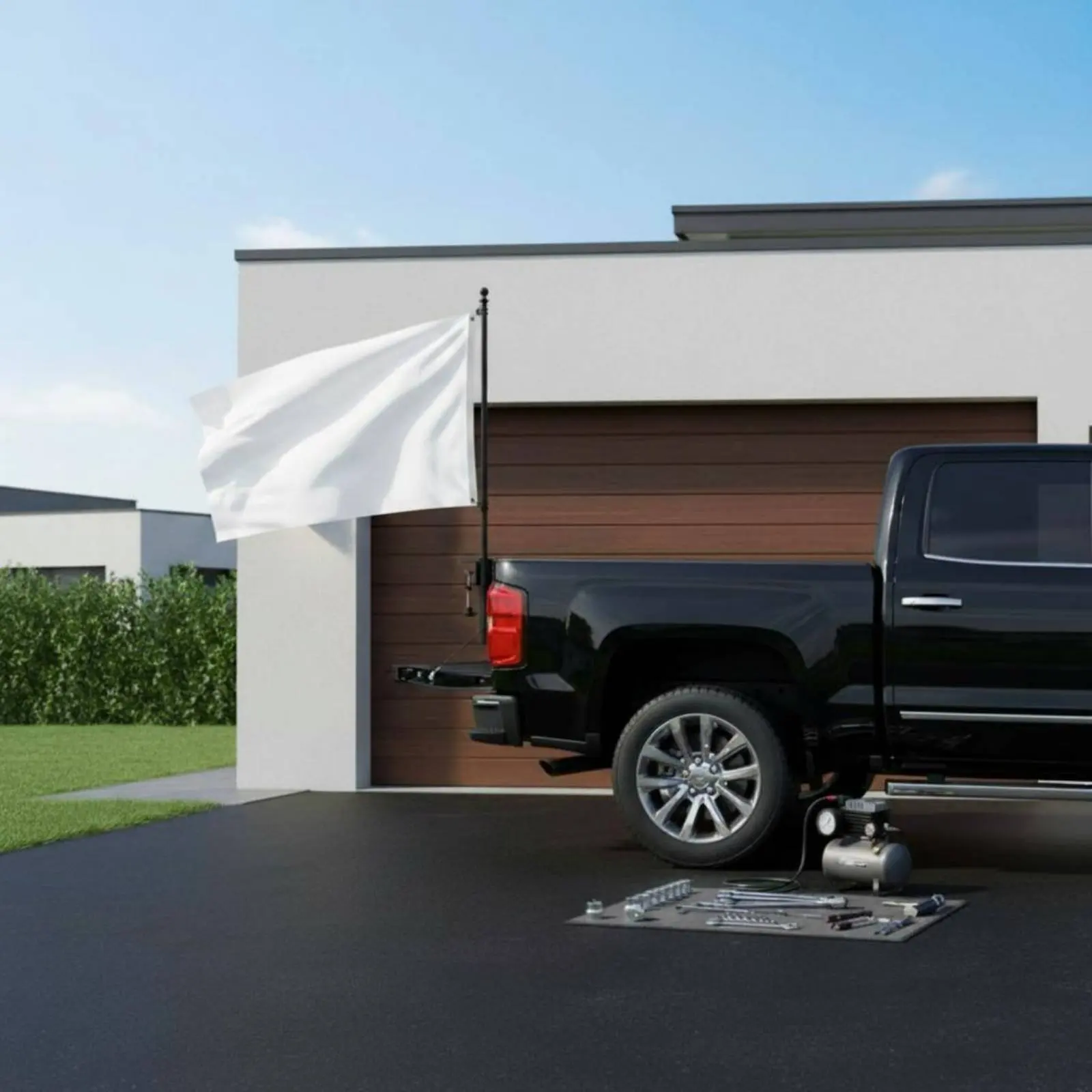 

Truck Bed Flag Mount Corrosion Resistant No-Drill Flag Pole Holder Heavy Duty Flagpole Bracket Coated for Travel