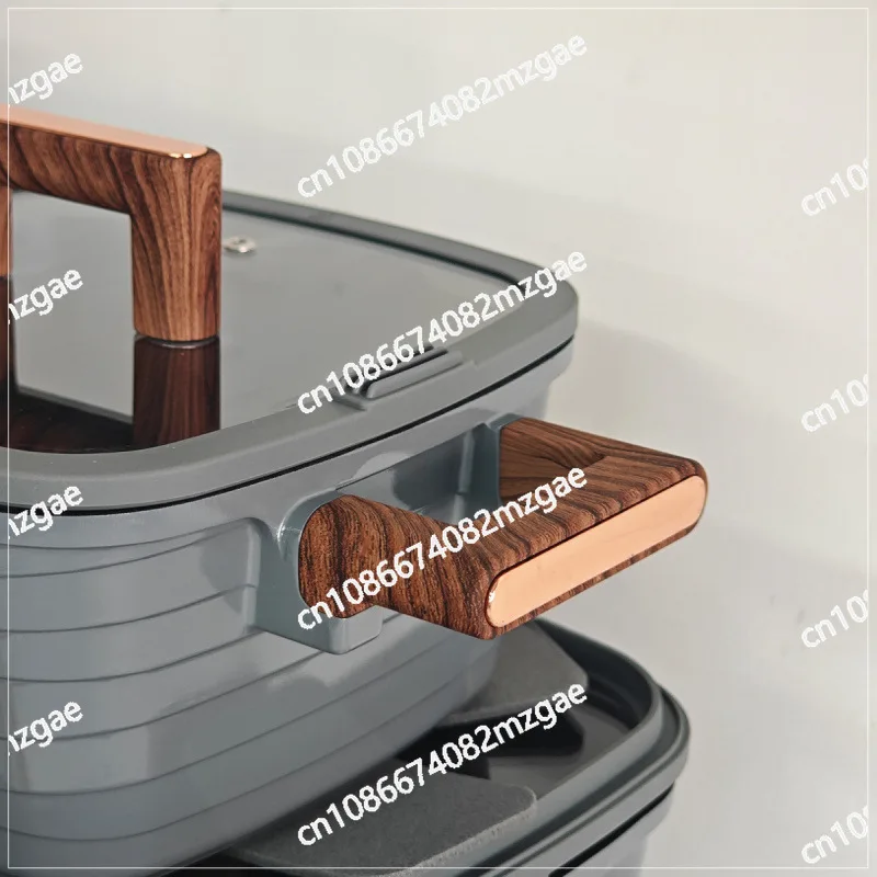 New die-casting square soup pot hot-selling set 15-piece set, bottom covering non-stick electromagnetic heat conduction