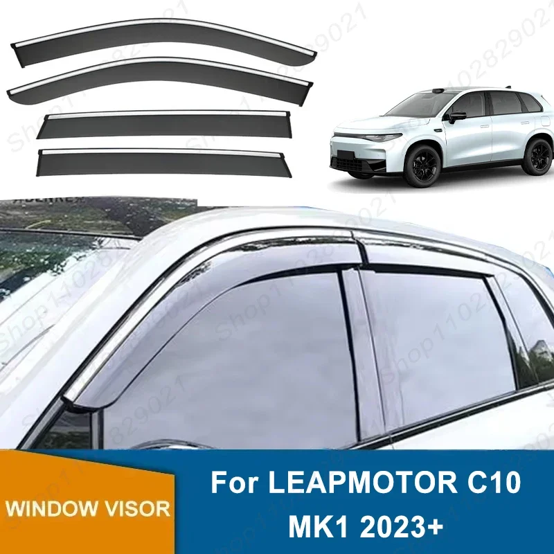 4Pcs Window Visor For LEAPMOTOR C10 MK1 2023+ Weathershield Sun Rain Deflector Guard Car Window Deflector 2024 2025 2026