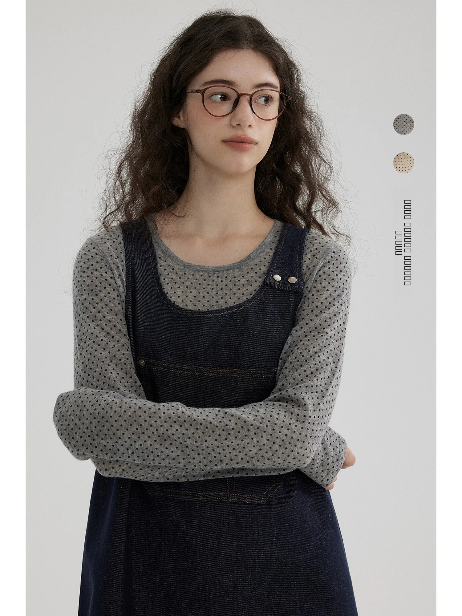 

Sullenger Vintage Dot Long Sve Wool Blend Lightweight Knitted Top Women's Base Layer Faion Autumn 2024 Regular Length