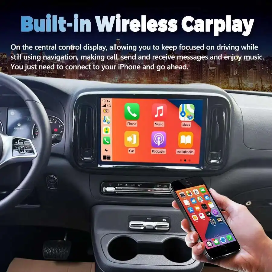 لمرسيدس بنز فيتو 116 W447 2025 مسجل شرائط ستيريو الوسائط مشغل فيديو CarPlay المضيف لتحديد المواقع والملاحة Qled شاشة 13.1 بوصة