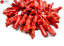 Qingmos 30-50mm Branch Natural Red Coral Loose Beads for Jewelry Making DIY Necklace Bracelet Pendant Loose Strands 15