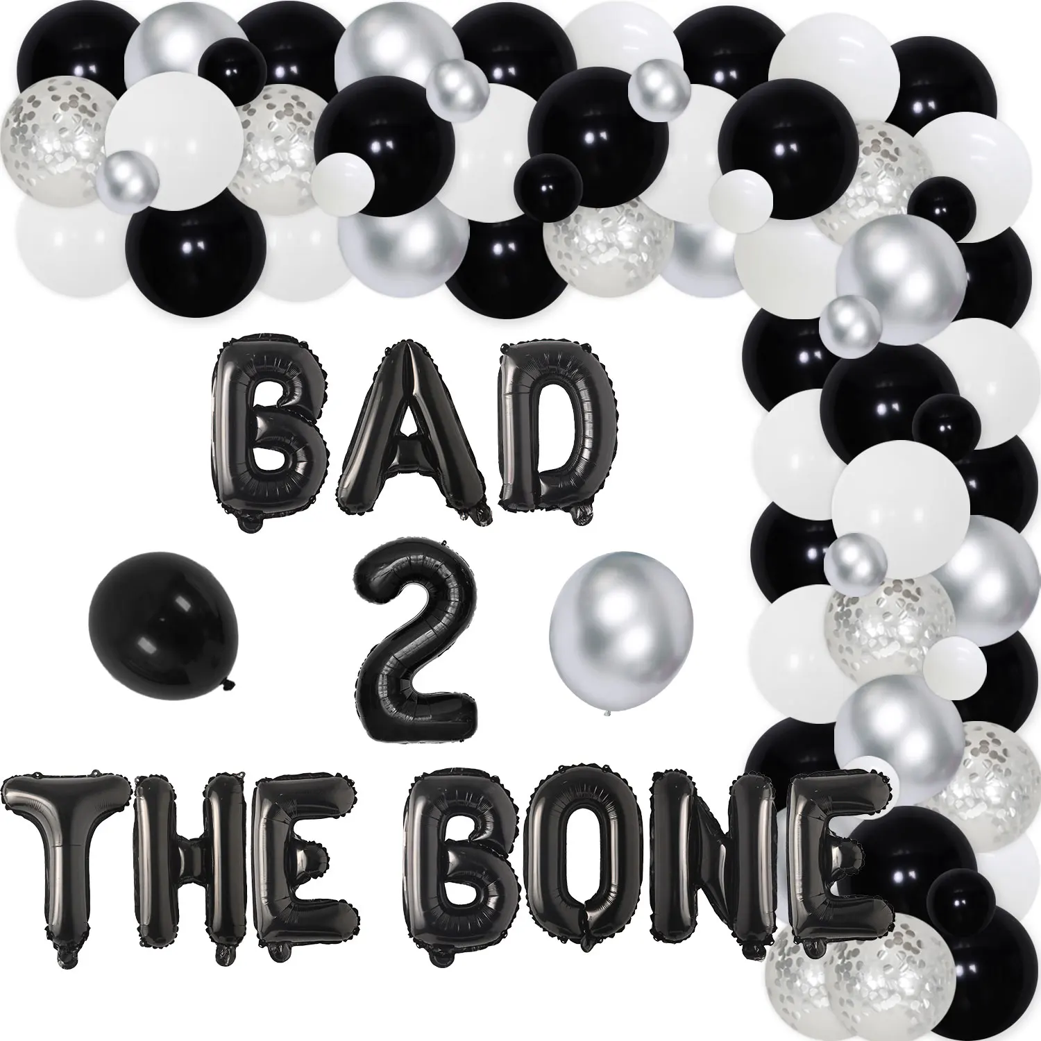 Bad Two The Bone 2nd Birthday Party Decor Balloon Garland Arch Kit Rock n Roll Music 90s Second Birthday Party Decor for Boys