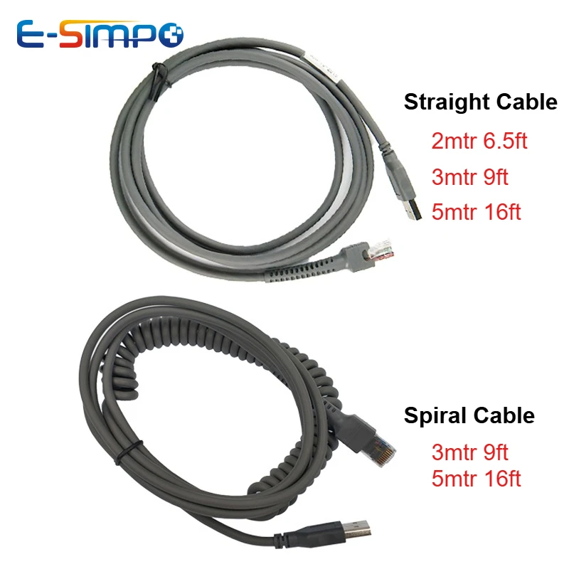 

2/3/5M USB Straight/Coiled Cable For BarCode Scanner LS1203 LS2208AP LS4208 LS4278 DS6707 DS6708 USB to RJ48 RJ50 CBA-U01-S07ZAR