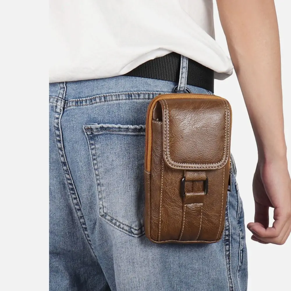Vintage-Stil PU-Leder Hüfttasche Wasserdichte Mehrschichtige Handytasche mit Hüftgurt Brusttasche für Outdoor-Aktivitäten – Detail 10