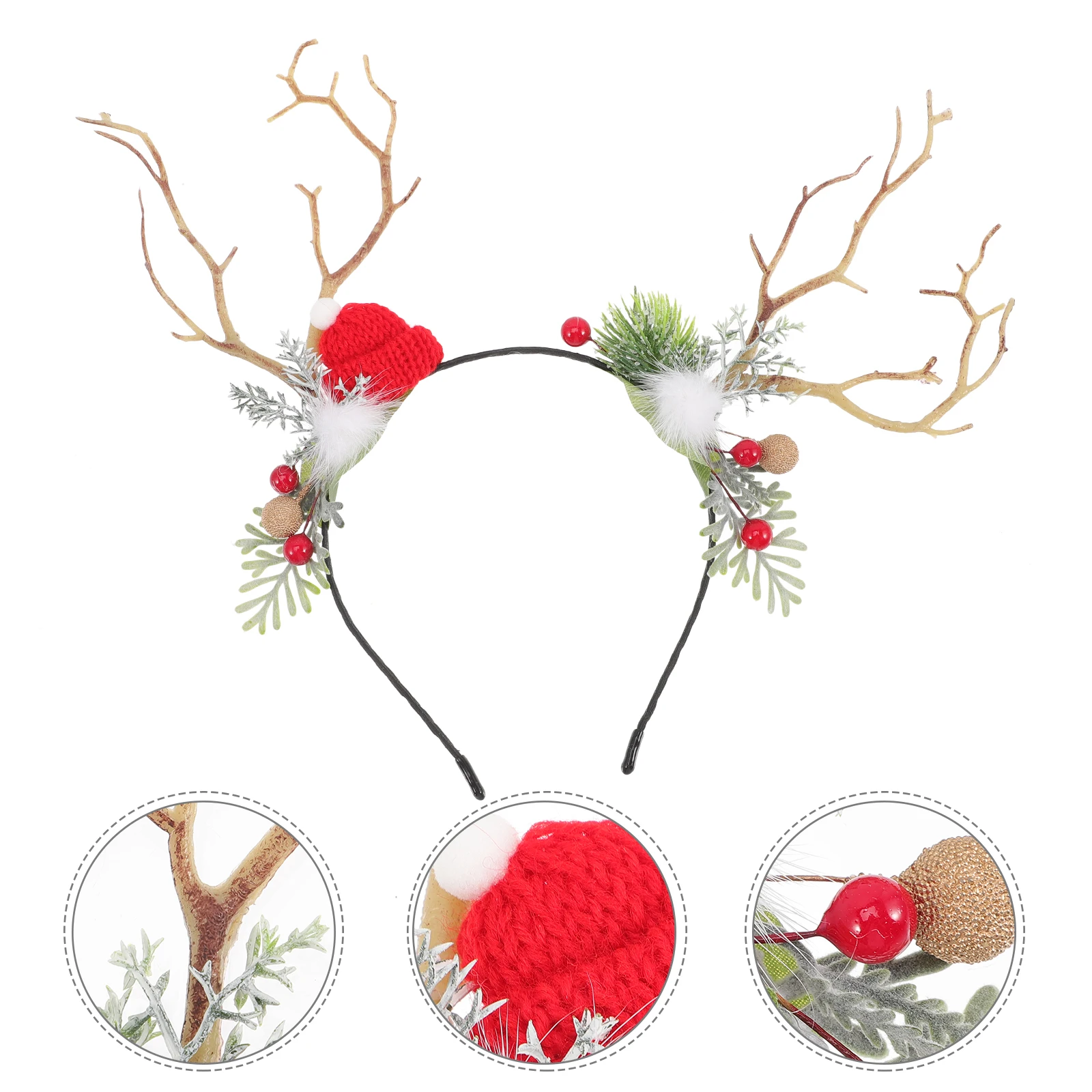 

2Pcs Antlers Headb Easy to Wear Xmas Reindeer Hair Ring Plastic Elk Horn Party Accessories Women Christmas Gifts Photo Props