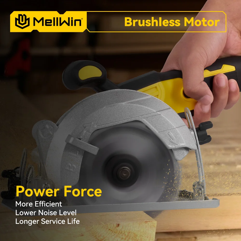 MELLWIN 5 Zoll bürstenlose elektrische Kreissäge Akku-Mehrwinkelsäge Holzbearbeitungs-Elektrowerkzeug-Set für Makita 18 V Akku-Pin – Detail 9