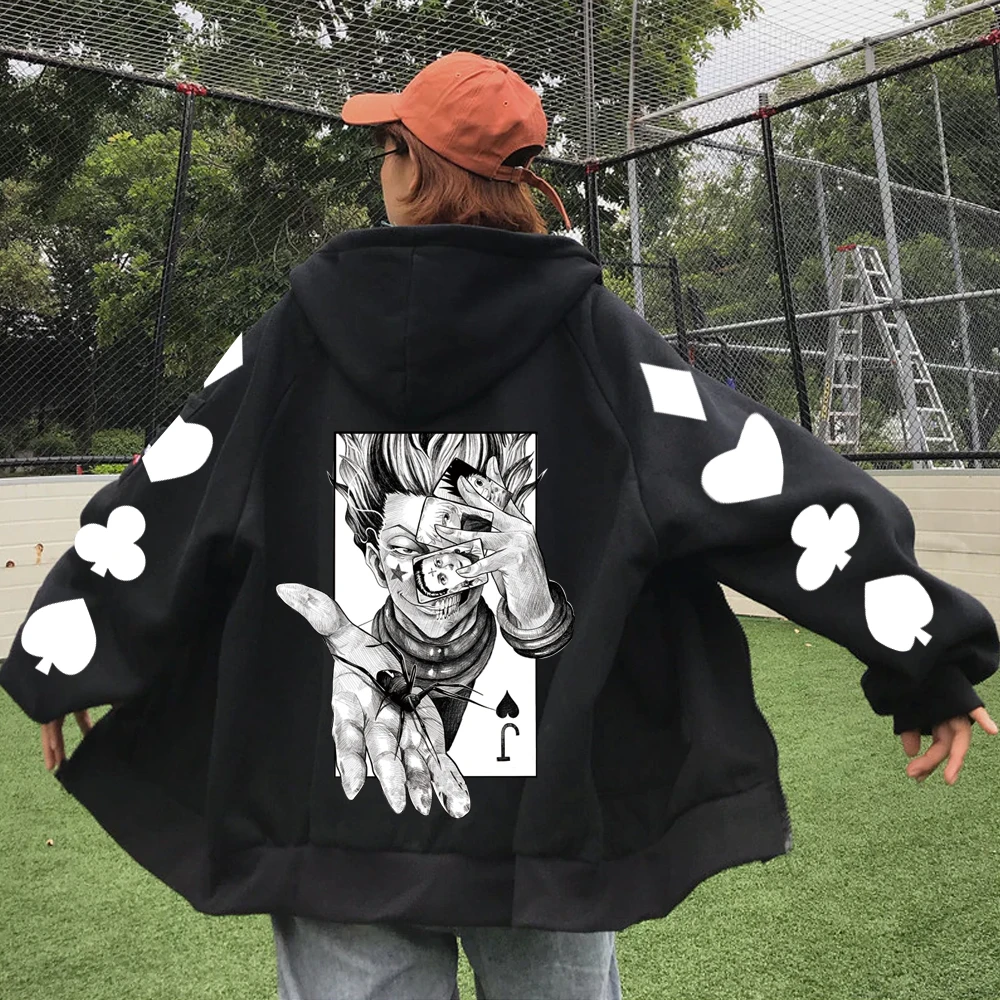 Anime Hisoka Long Sleeve Zipper Hoodies Coats Harajuku Hisoka Unisex Casual Clothes zipper jacket Classic Simple High Quality