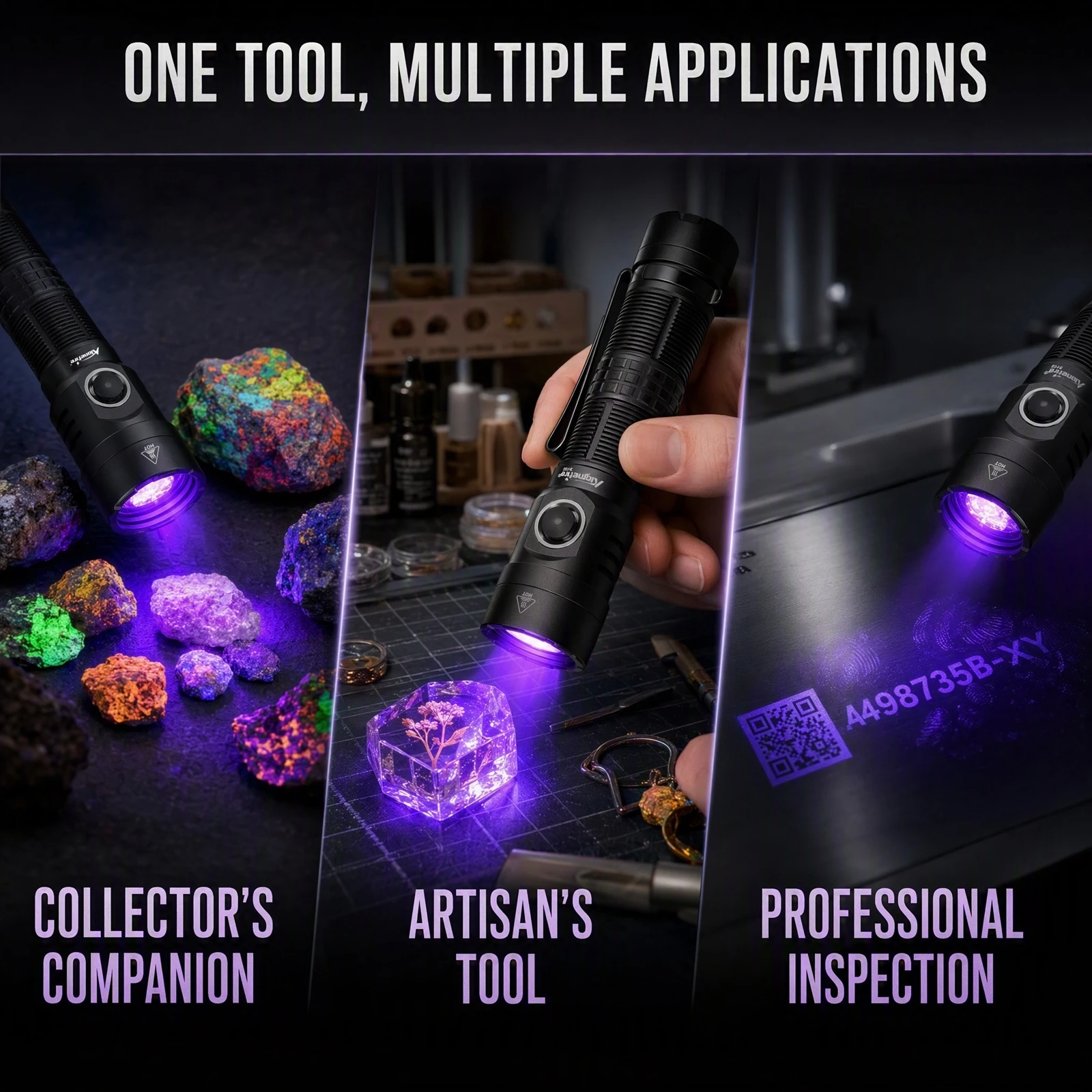 Alonefire New Led 20W 365nm UV Blacklight High Power Flashlight Rechargeable Pet Urine Tinea Ore Money Jade Scorpion Lamp Torch