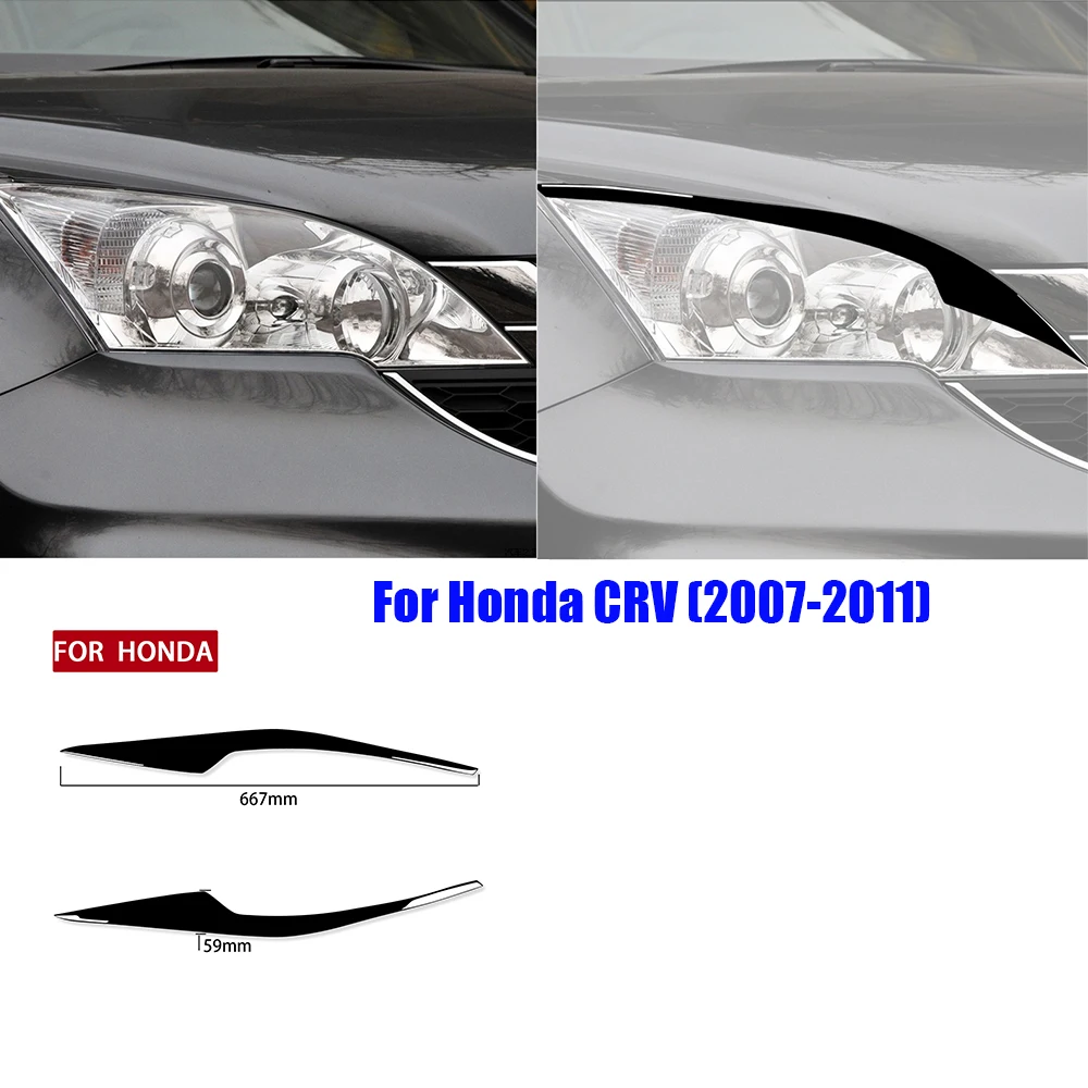 

Piano Black Headlight Bottom Eyebrows Eyelids Covers for 2007 2008 2009 2010 2011 Honda CRV CR-V