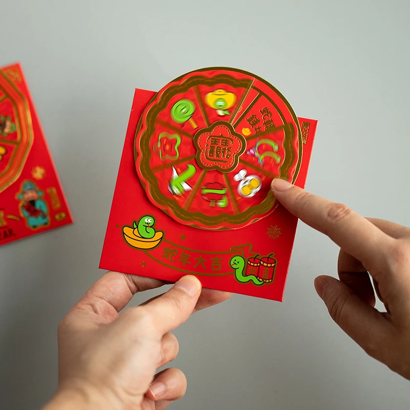 Envelope vermelho 2025 ano da cobra hongbao ano novo chinês sorte saco de dinheiro rotativo bolso de dinheiro para palavras de bênção do festival da primavera