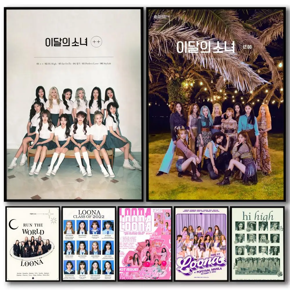 

Latest Kpop Group L-Loona Painting Calligraphy High-Quality Cotton Canvas Poster Wall Art for Living Room Coffee House Decor