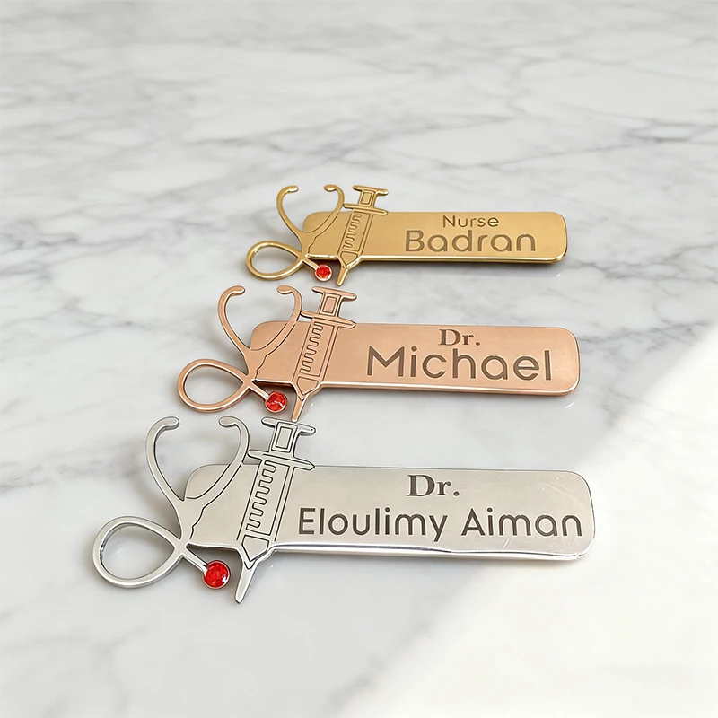 

Custom Name Text Pin enfermera Doctor Accessories Stainless Steel Pin Personalizados Professional Badge Personnalisable Gifts
