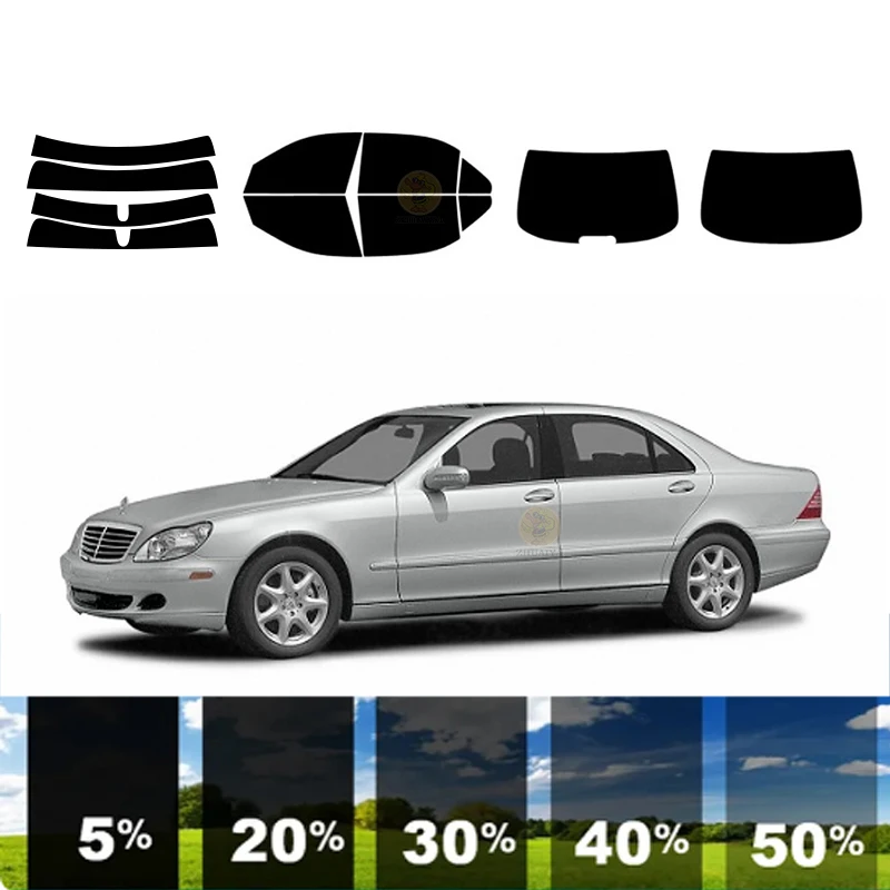 

Предварительно вырезанная съемная тонировочная пленка для окон для автомобиля, 100% УФ-изоляция, углерод ﻿ Для MERCEDES-BENZ S-CLASS 4 DR SEDAN 2000-2006 гг.