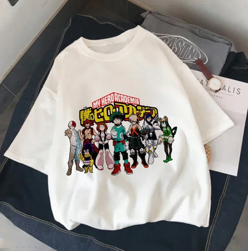 Damskie koszulki z nadrukiem Anime My Hero Academia Shoto Todoroki Letnia koszulka z krótkim rękawem Harajuku Cartoon T Shirt Odzież damska