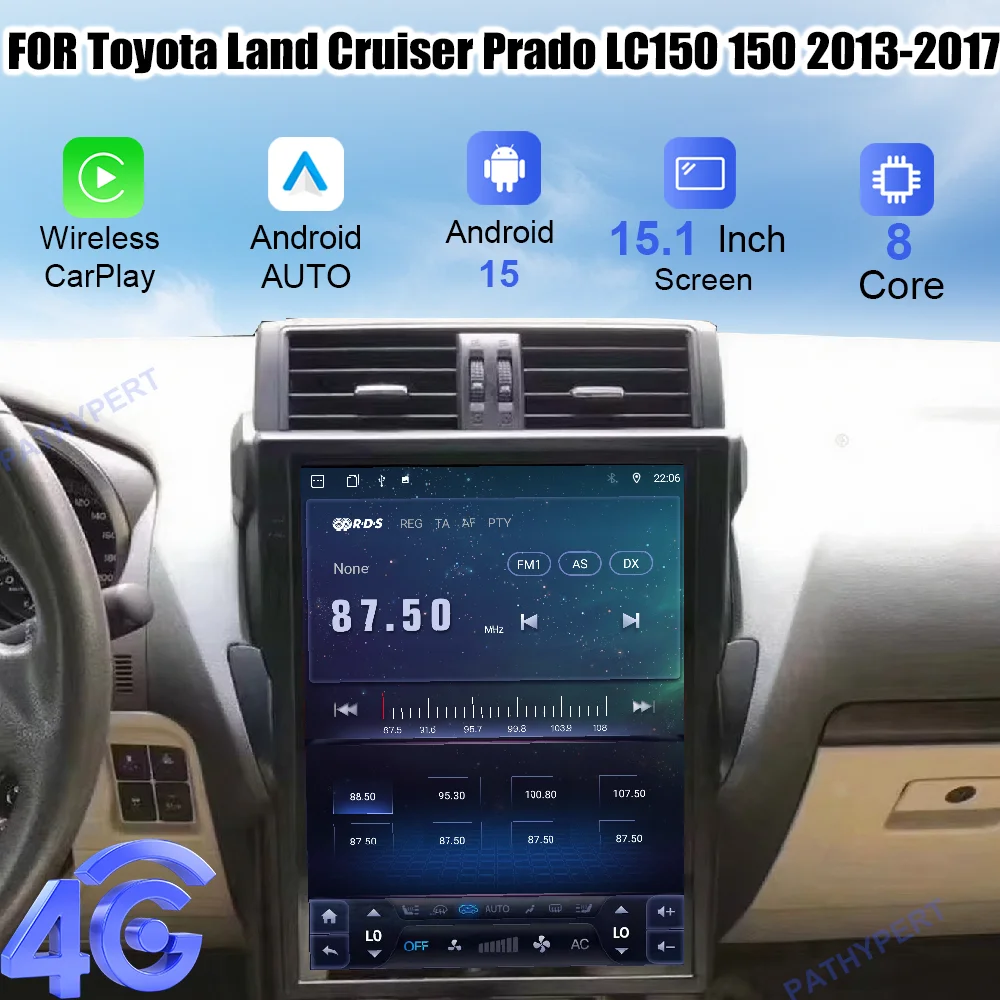 

15.1" Android 15 For Toyota Land Cruiser Prado LC150 150 2013-2017 Car Radio Carplay Multimedia Player Auto BT Stereo GPS DSP 4G