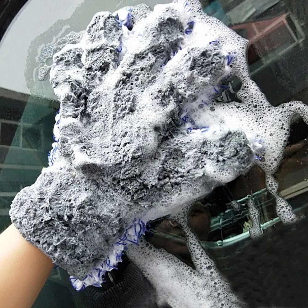 

CDWTS Double-sided Coral Fleece Five-Finger Gloves Microfiber Plush Car Wash Gloves Multifunctional Car Beauty Cleaning Tools